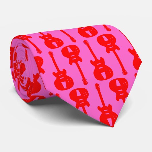 Elektrische Gitarre - Rot auf Rosa Krawatte (Gerollt)