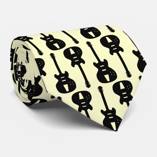 Elektrische Gitarre - Schwarz auf Creme Krawatte (Gerollt)