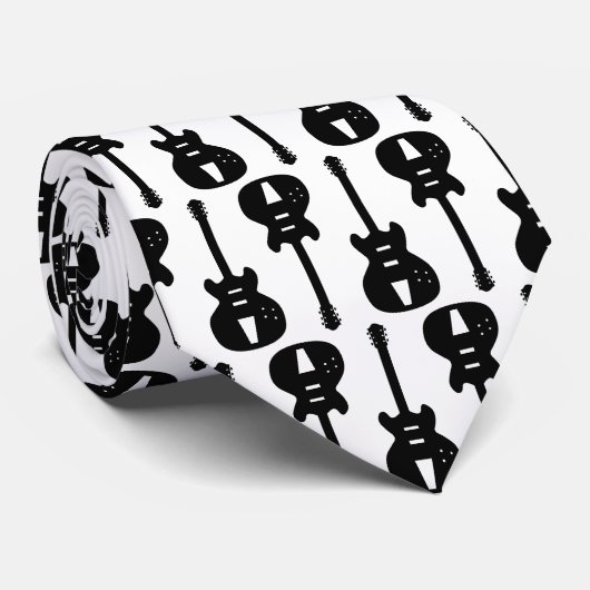 Elektrische Gitarre - Schwarz auf Weiß Krawatte (Gerollt)