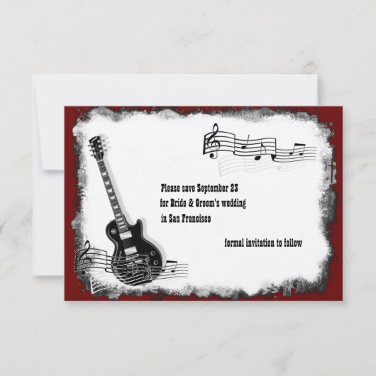 Elektrische Gitarre Schwarze Rote Musik Save the D Date (Vorderseite)