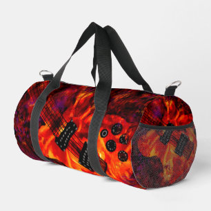 Elektrische Gitarre über "Fire Red Black Music Art Duffle Bag