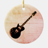 Elektrische Gitarre und Holz Pop Kunst Keramik Ornament (Hinten)