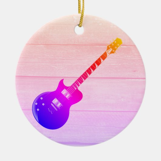 Elektrische Gitarre und Holz Pop Kunst Keramik Ornament (Vorne)