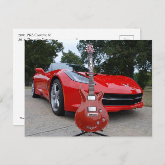 Elektrische Gitarre und Sportwagen Postkarte (Vorne/Hinten)