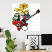 Elektrische Gitarre und Trommeln Poster (Heimbüro)