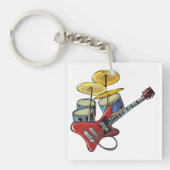 Elektrische Gitarre und Trommeln Schlüsselanhänger (Vorderseite)