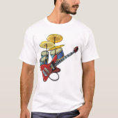 Elektrische Gitarre und Trommeln T-Shirt (Vorderseite)