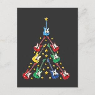 Elektrische Gitarre Weihnachtsbaum Musikliebhaber  Ankündigungspostkarte