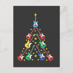Elektrische Gitarre Weihnachtsbaummusik Liebhaber Ankündigungspostkarte