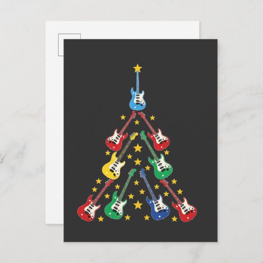 Elektrische Gitarre Weihnachtsbaummusik Liebhaber Ankündigungspostkarte (Vorne/Hinten)