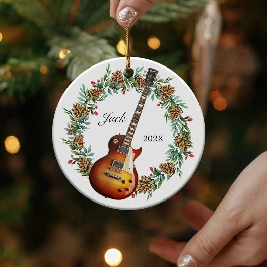Elektrische Gitarre Weihnachtskraut Pine Cones Mus Keramik Ornament