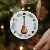Elektrische Gitarre Weihnachtskreide Kiefernkone C Keramik Ornament