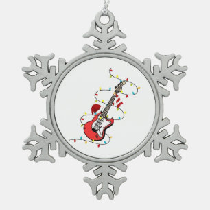 Elektrische Gitarre Weihnachtsmann Musik Weihnacht Schneeflocken Zinn-Ornament
