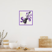 Elektrische Gitarre, Wirbel und Abstrakte Blätter Poster (Küche)