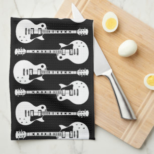 Elektrische Gitarren Grafik in Weiß Küchentuch