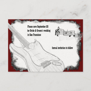 Elektrische Gitarren-Schwarz-rote weiße Musik Save The Date