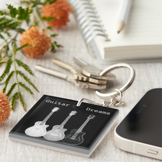 Elektrische Gitarren schwarz-weiß Schlüsselanhänger (Vorderseite rechts)