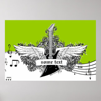 Elektrische Gitarrenflügel Schwarz Weiß Limette Dr Poster