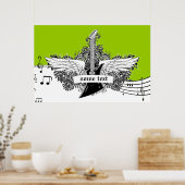 Elektrische Gitarrenflügel Schwarz-weiß Limon druc Poster (Küche)