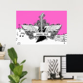 Elektrische Gitarrenflügel Schwarz-weiß rosa Poster (Heimbüro)