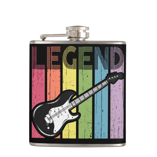 Elektrische Gitarrenlegende erschütterte Typografi Flachmann (Vorderseite)