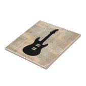 Elektrische Gitarrenmusik Kunst mit Zeitungstext Fliese (Seite)