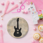 Elektrische Gitarrenmusik Kunst mit Zeitungstext Pappteller (Party)