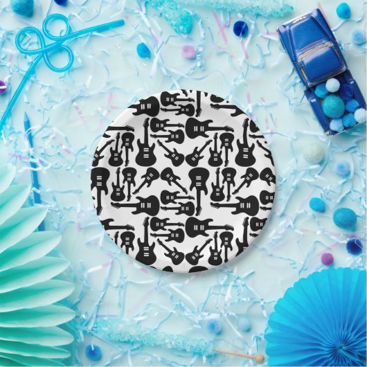 Elektrische Gitarrenmuster-Musik als CUSTOM-FARBE Pappteller (Party)