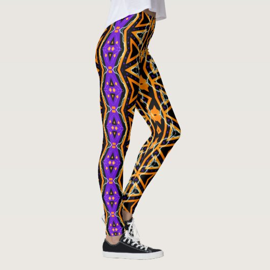 Elektrische Halloween-Stamm Lila Orange-Leggings Leggings (Rechts)