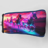 Elektrische Herde - Synthwave Pferde Golf Headcover (Vorderseite)