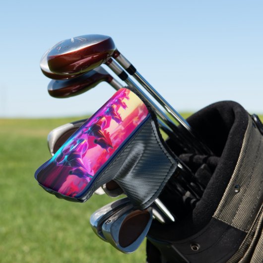 Elektrische Herde - Synthwave Pferde Golf Headcover (In Situ)