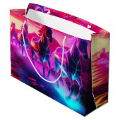 Elektrische Herde - Synthwave Pferde Große Geschenktüte (Rückseite Schrägansicht)