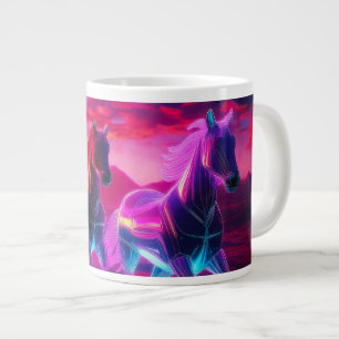 Elektrische Herde - Synthwave Pferde Jumbo-Tasse