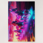 Elektrische Herde - Synthwave Pferde Puzzle (Vertikal)