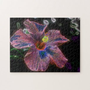 Elektrische Hibisken Blume Abstrakt Art Puzzle