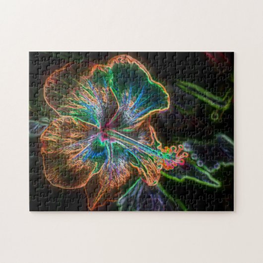 Elektrische Hibisken Blume Art #2 Puzzle (Horizontal)