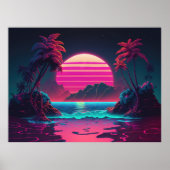Elektrische Insel: Synthwave Vibes im Paradies Poster (Vorne)