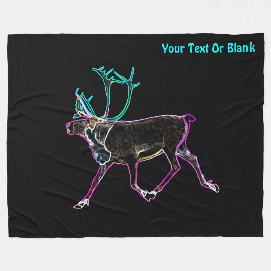 Elektrische Karibik (Rentier) Fleecedecke (Vorderseite (Horizontal))