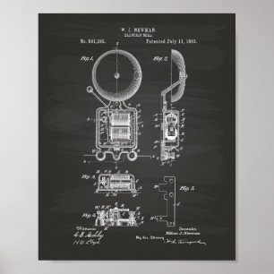 Elektrische Klingel 1893 Patentzeichnung - Tafel Poster