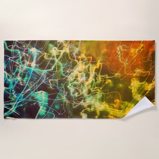 Elektrische Lichtlinien Farbverlauf abstrakt. Strandtuch (Vorderseite)