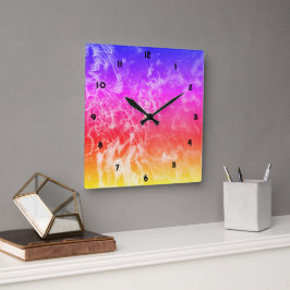 Elektrische Lichtlinien Gradient abstrakt modern. Quadratische Wanduhr