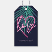 Elektrische Liebe Neon Pink Heart & Tropical Palm Geschenkanhänger (Vorderseite)