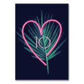 Elektrische Liebe Neon Pink Heart & Tropical Palm  Tischnummer (Rückseite)