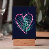 Elektrische Liebe Neon Pink Heart & Tropical Palm Tischnummer