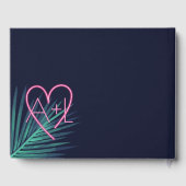 Elektrische Liebe Neon Pink Nur verheiratet Foto Gästebuch (Rückseite)