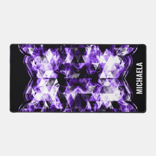 Elektrische lila violette funkelnd Monogramm Schreibtischunterlage (Vorderseite)