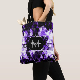 Elektrische lila violette funkelnd Monogramm Tasche