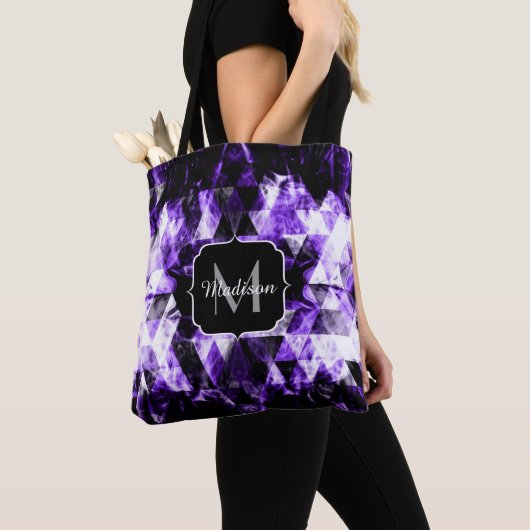Elektrische lila violette funkelnd Monogramm Tasche (Von Nahem)