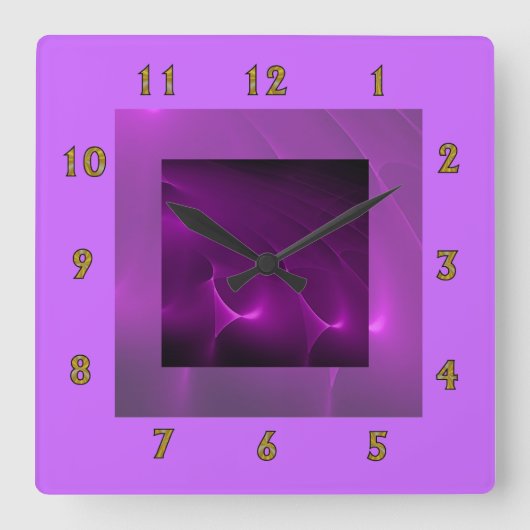 Elektrische lila Wirbels-Wand-Uhr Quadratische Wanduhr (Vorderseite)