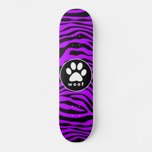 Elektrische Lila Zebrastreifen; Paw Print Skateboard (Vorderseite)